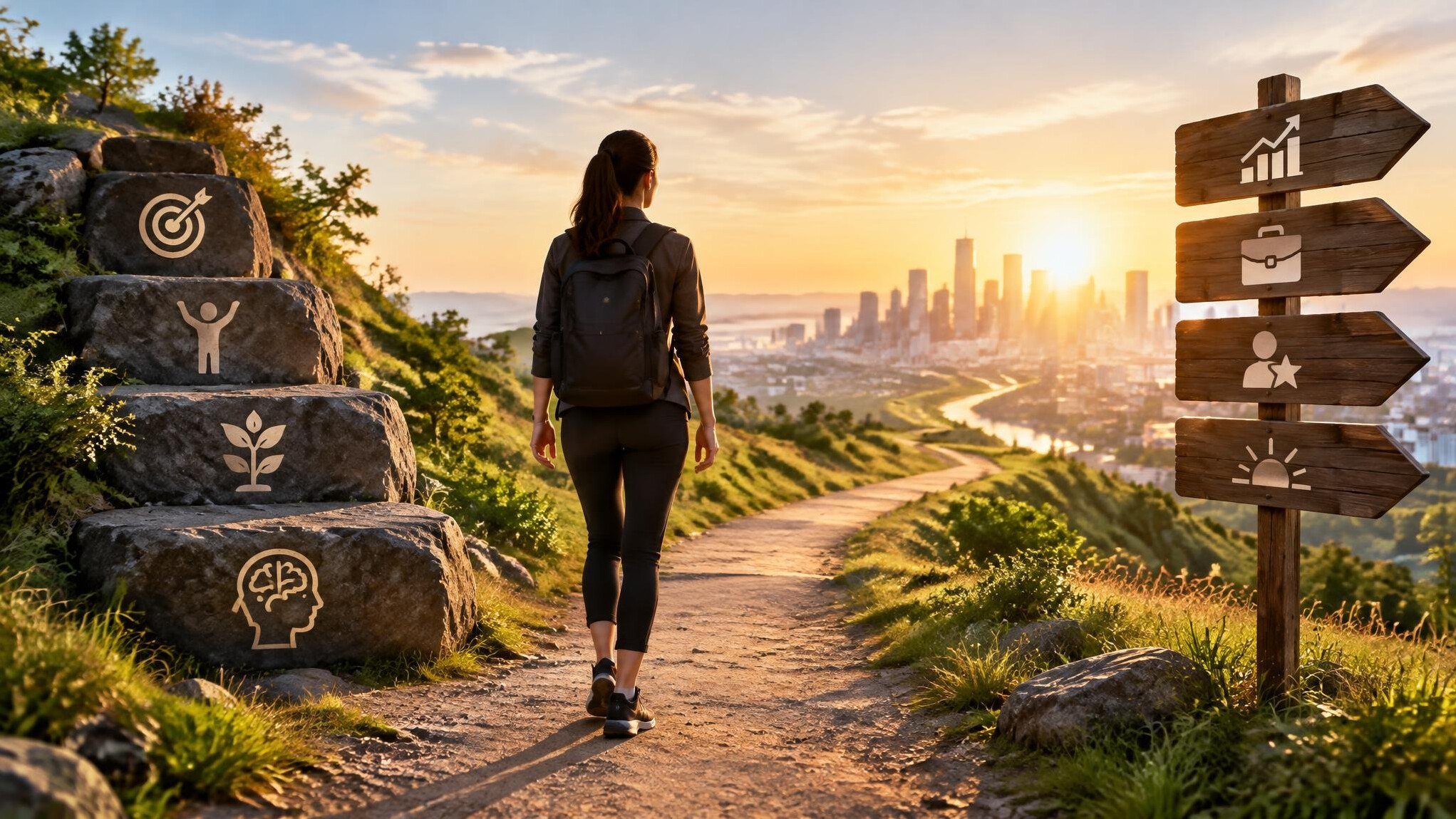 person on path to success