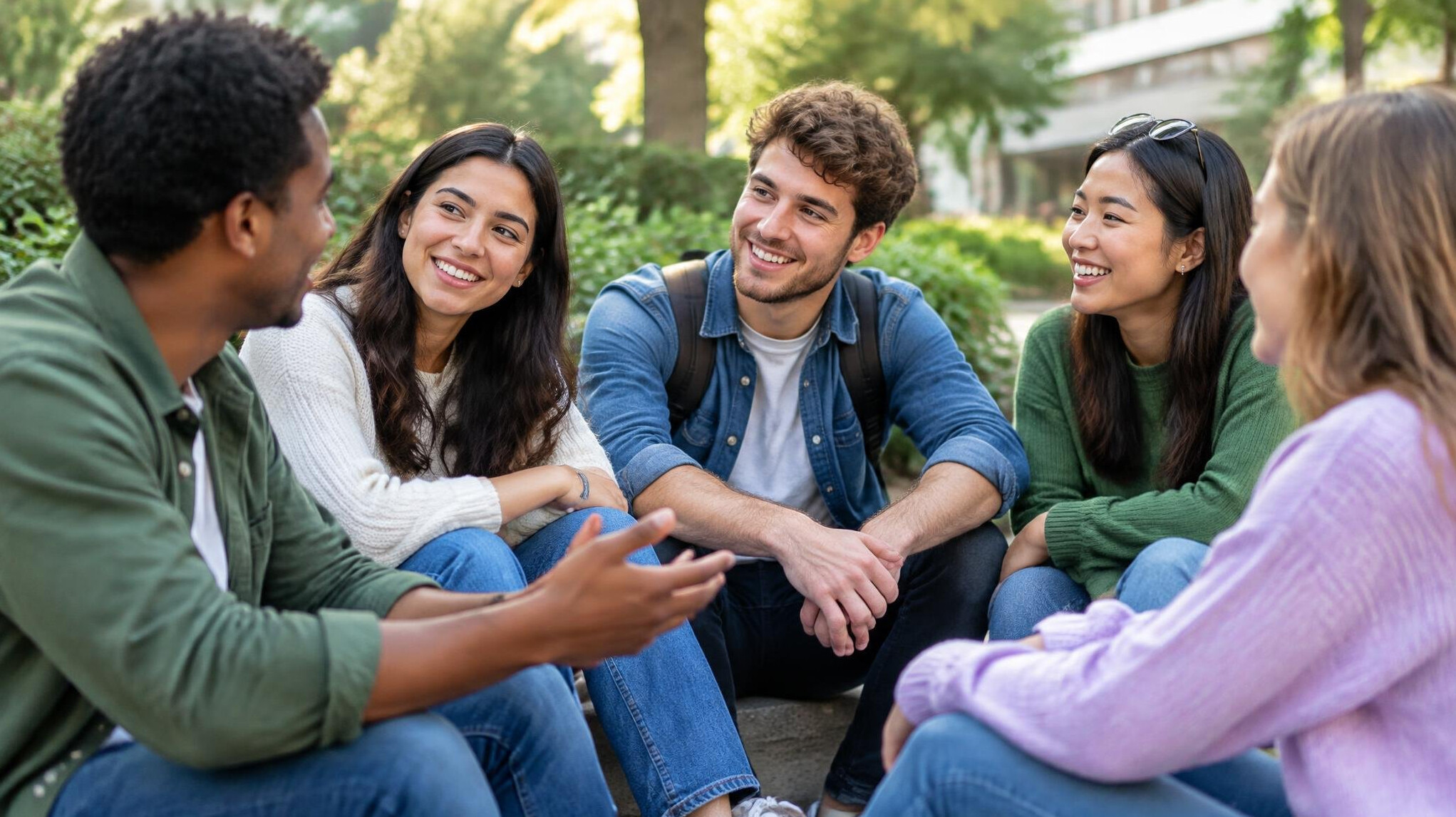 group of friends talking